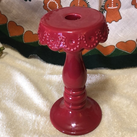 Signature Housewares Red Victorian Candle Stick 8.5”x4.5” - Picture 3 of 6